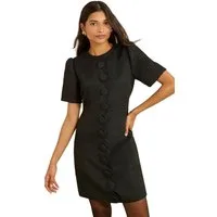 Love & Roses Minikleid Love & Roses Kurzarm-Minikleid mit Bogenkante (1-tlg)