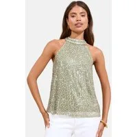 LIPSY Paillettenshirt Lipsy Neckholder-Top mit Pailletten, Regular (1-tlg)