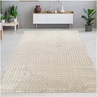 Carpetia Designteppich Kurzflor Teppich mit 3D-Effekt, rechteckig, Höhe: 14 mm, weich, pflegeleicht und für Fußbodenheizung geeignet