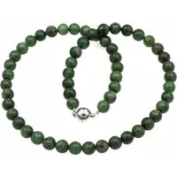Bella Carina Perlenkette Kette mit natürlicher dunkel grüner Jade aus Afrika, Jade