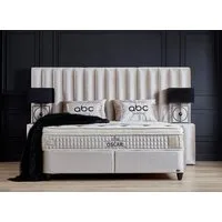abc bedding Boxspringbett Komfortbett OSCAR mit Samt in Creme Beige, Voll-orthopädisches Schlafsystem inklusive Bettkasten