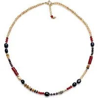 Impala Perlenkette Amita Edelstein Kette mit Granat Karneol Achat Jaspis, Kette mit Edelsteinen
