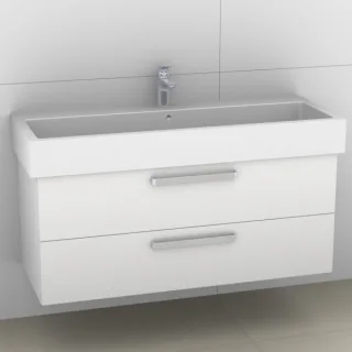 Artiqua 411 Waschtischunterschrank für Vero 045412 mit 1 Armaturbohrung Weiß Glanz, 411-WU2L-D24-705 411-WU2L-D24-7050-68