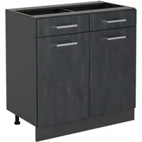Vicco Unterschrank R-Line, Schwarz Beton/Anthrazit, 80 cm ohne Arbeitsplatte (1-St)