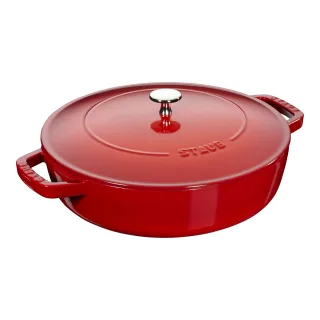 Staub Braisers Bräter mit Chistera Drop-Structure 24 cm, rund, Kirsch-Rot, Gusseisen
