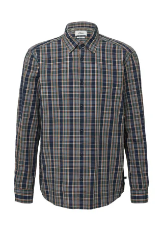 s.Oliver Red Label - Regular Fit: Kariertes Hemd mit Kentkragen blau - Gr. - L