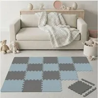 LittleTom Puzzlematte für Kinder - 18 Teile Spielmatte 30x30 cm - TÜV Geprüfte Krabbelmatte, (18-tlg), Spielunterlage für Drinnen und Draußen - Kinderzimmer Puzzleteppich