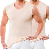 HERMKO Unterhemd 16050 (Pack, 2er) Baumwolle/Modal Business Muskelshirt V-Ausschnitt angenehm weich