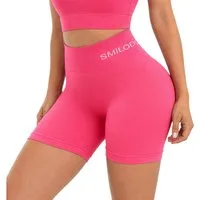 Smilodox Shorts Azura, Seamless Booty Scrunch Radlerhose mit Schriftzug Yoga & Gym Push Up High Waist Hotpants Blickdicht Shaped Fit Fitness Alltag