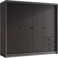 A&J MöbelLand GmbH Drehtürenschrank FALKEN– viertüriger Kleiderschrank 200 cm (Geräumiger viertüriger Kleiderschrank mit Schubladen. Geräumiger Schrank mit einer Breite von 200 cm und Schubladen, ideal zur Aufbewahrung von Kleidung und Accessoires. V