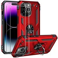 CoolGadget Handyhülle Rot als 2in1 Schutz Cover Set für das Apple iPhone SE 3 4,7 Zoll, 2x Glas Display Schutz Folie + 1x TPU Case Hülle für iPhone SE 3
