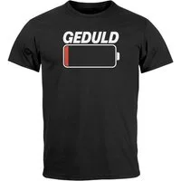 MoonWorks Print-Shirt Herren T-Shirt Printshirt Sprüche Lustig Akku Leer Schriftzug Geduld mit Print