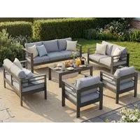 MeXo Gartenlounge-Set XXL Gartenmöbel Set Aluminium Outdoor, (Set, 6-tlg., 1×3-Sitzer Sofa, 2×2-Sitzer Sofa, 2×Sessel, 1×Tisch, 18×Auflagen), wetterfest Loungeset für 8-10 Personen, Flexible Kombination
