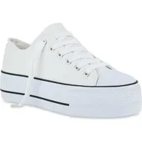 VAN HILL 842206 Plateausneaker Damen Plateau Sneaker - Modischer Low-Top Stoffschuh mit hoher Sohle