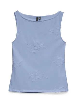 VERO MODA - VMVIVIAN SL BOATNECK TOP JRS Brunnera Blue - Gr. - XS