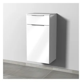 Sanipa 3way Mittelschrank mit 1 Auszug und 1 Wäschekorbklappe, Weiß-Glanz, UF15478 UF15478