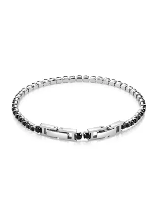 Zeeme Stainless Steel Armband Edelstahl Kristalle schwarz