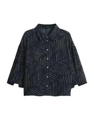 Opus - Printbluse - Fiana palm leaves blau/grün - Gr. - 40