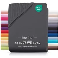 Carpe Sonno Spannbettlaken Heavy Jersey 90x200 100x200 120x200 140x200 160x200 180x200 200x200, Jersey, Gummizug: rundum, (1 Stück), Weiches Spannbetttuch Bügelfrei, Bettlaken 100x200 Anthrazit