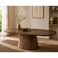 LEVEN Lifestyle Esstisch MILANO ovaler Esszimmertisch aus massivem Akazienholz Braun (1 Tisch), 2 Größen zur Auswahl: 180 x 90 cm oder 215 x 105 cm