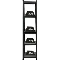 PROREGAL® Schwerlastregal Wohnregal Designregal Series RAGNAR Fachlast 100kg, Kellerregal Steckregal Garagenregal Wohnregal Schwarzes Gestell