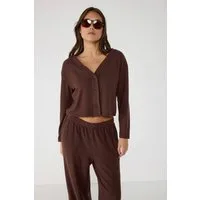 No Matter What Blusenjacke Kurzer Cardigan mit V-Ausschnitt und Knopfleiste