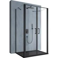 doporro Grossraumdusche Duschkabine Duschabtrennung U-Form ESG-Glas Klarglas H: 195cm Rav66UK, BxT: 90x75 cm, Einscheibensicherheitsglas, 2 Montagemöglichkeiten: Rechts- oder Linkseinstieg