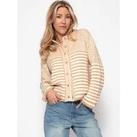 SASSYCLASSY Cardigan Strickjacke mit grafischem Streifenbild für Damen Weicher Cardigan mit durchgehender Knopfleiste im lockeren Schnitt
