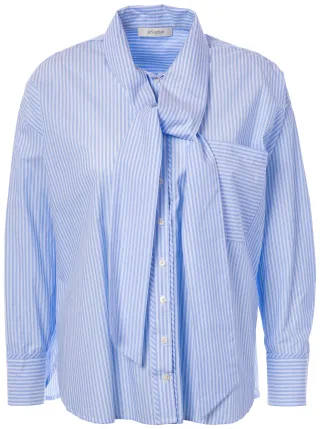JcSophie - Polo blouse Light blue stripes - Gr. - 34