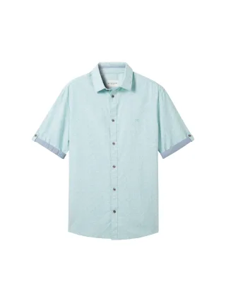 Tom Tailor - Print Kurzarmhemd turquoise geometric design - Gr. - XXL