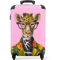 NoBoringSuitcases.com© Hartschalen-Trolley Tiere - Giraffe - Brille - Blumen 55x35x20cm, Reisetasche mit Rollen, Koffer Handgepäck Flugzeug