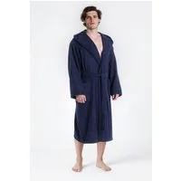 Bruno Banani Herrenbademantel Clement, ideal für Sauna & Spa, Hotelbademantel, Morgenmantel, Langform, Walkfrottier, Kapuze, Gürtel, 100% Baumwolle, einfarbig, glänzende Streifen-Bordüre, Taschen, S-4XL