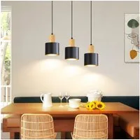 Nettlife Hängeleuchte Schwarz Vintage 1/2/3 Flammig Esstisch E27 Pendelleuchte, Höhenverstellbar, LED wechselbar, Metall Pendelleuchte Essbereich Hängelampe
