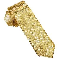 Widmann S.r.l. Kostüm Glitzer Pailletten Krawatte zum Show Kostüm, Gold