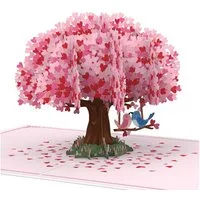 papercrush Glückwunschkarte Herzbaum mit Turteltauben Pop-Up Karte, 3D Hochzeitskarte, Handgemacht, Lasergeschnitten, Pop-Up