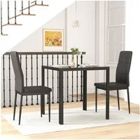 HOMCOM Essgruppe mit Glas-Tischplatte, (Esstisch mit 2 Stühlen, 3-tlg., platzsparend Esszimmergruppe), für Esszimmer, Küche Schwarz