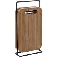5five Simply Smart Schneidebrett Bambus-Schneidebretter mit Metall-Ständer, 4 Stück, Bambus, (4er-Set)