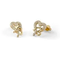 Guess Paar Ohrstecker JUBE06054JWYGT/U, für Damen Pavé Herz Goldfarben
