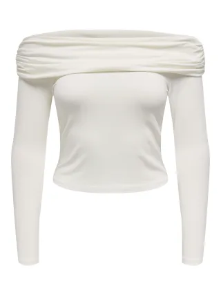 ONLY - ONLLIVE LOVE L/S OFF SHOULDER CS TOP Cloud Dancer - Gr. - M