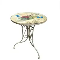 HTI-Living Gartentisch Metalltisch Flowers and Plants (Stück, 1-St., 1 Tisch), Gartentisch nostalgisch mit Motiv