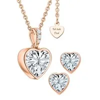 LOVENEST Schmuckset Schmuck Set Silber925 / Gold vergoldet Kette Ohrringe Ich Liebe Dich (Set, 3-tlg., Weihnachten, Geburtstag, Hochzeitstag), Kette und Ohrringe Set, hochwertiges Geschenk Frau Ehefrau Freundin