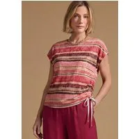 bianca Rundhalsshirt JULIE mit trendigem Streifenlook und Bindedetail
