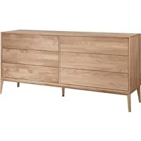 Home affaire Sideboard Koda Kommode, 6 geräumige Schubladen mit Push-To-Open-Funktion, Scandi, Aus massivem Eichenholz, Minimalistischer Stil, B: 177,7 x H: 81,8 cm