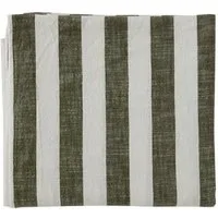 OYOY Tischdecke Bio-Baumwolle 260 x 140 cm Streifen, Weiß Olive