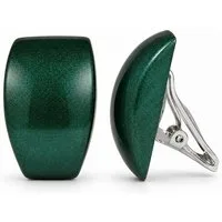 unbespielt Paar Ohrclips Statement Ohrclips Damen Trapez grün metallic glänzend 27x17 mm, Modeschmuck für Damen