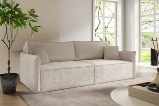Sofa 3-Sitzer mit Schlaffunktion LAGOS in Stoff Abriamo Hellbeige