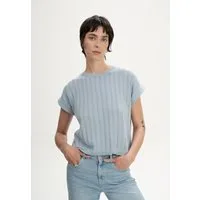 MELA Kurzarmshirt Strukturiertes Strick T-Shirt Style BHARI Fledermausärmel