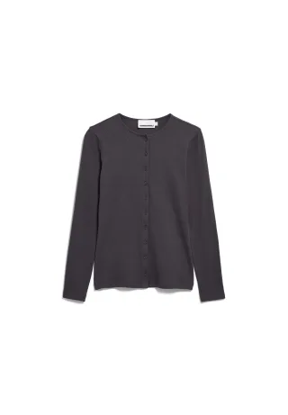 Armedangels - RIB BUTTON LONGSLEEVE dark steel - Gr. - S