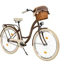 Milord Cityrad Damenfahrrad Citybike Mit Weidenkorb Fahrrad 26/28 Zoll 1-Gang Braun, 1 Gang, (Fahrradständer, Gepäckträger, Klingel, Korb, Kotflügel)