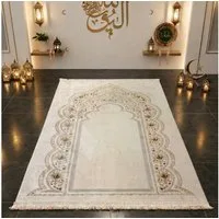 TeppichHome24 Teppich Gebetsteppich mit Mihrab-Motiv und ornamentaler Verzierung in Creme, rechteckig